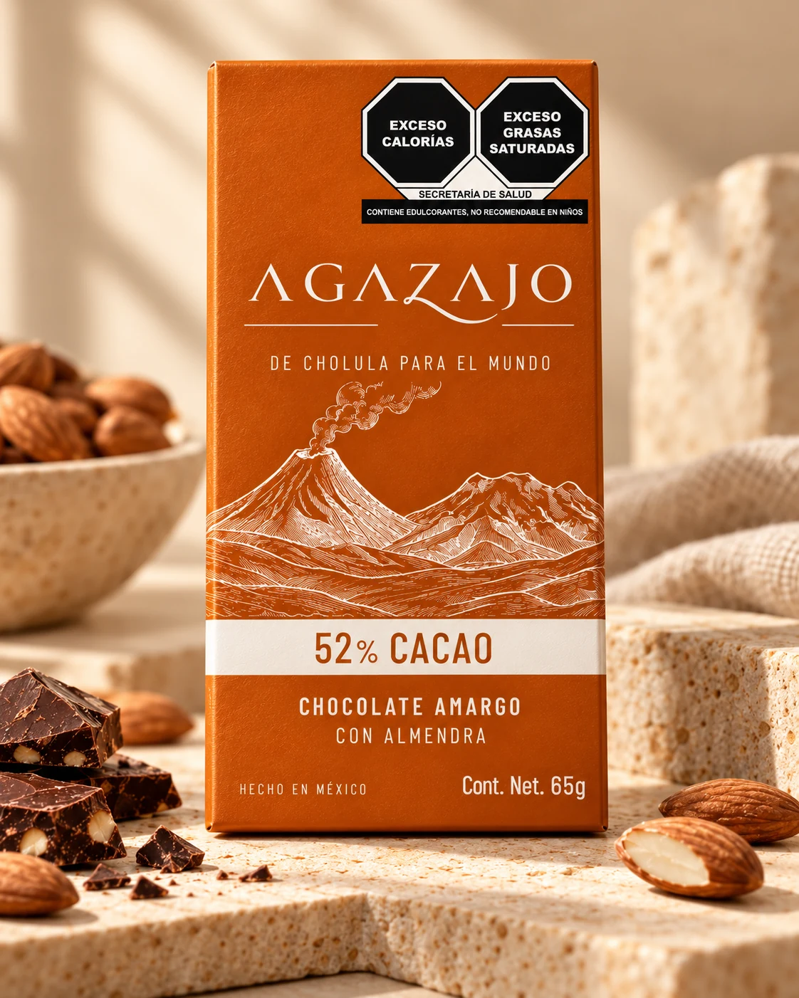 Barra Agazajo 52% cacao con almendra