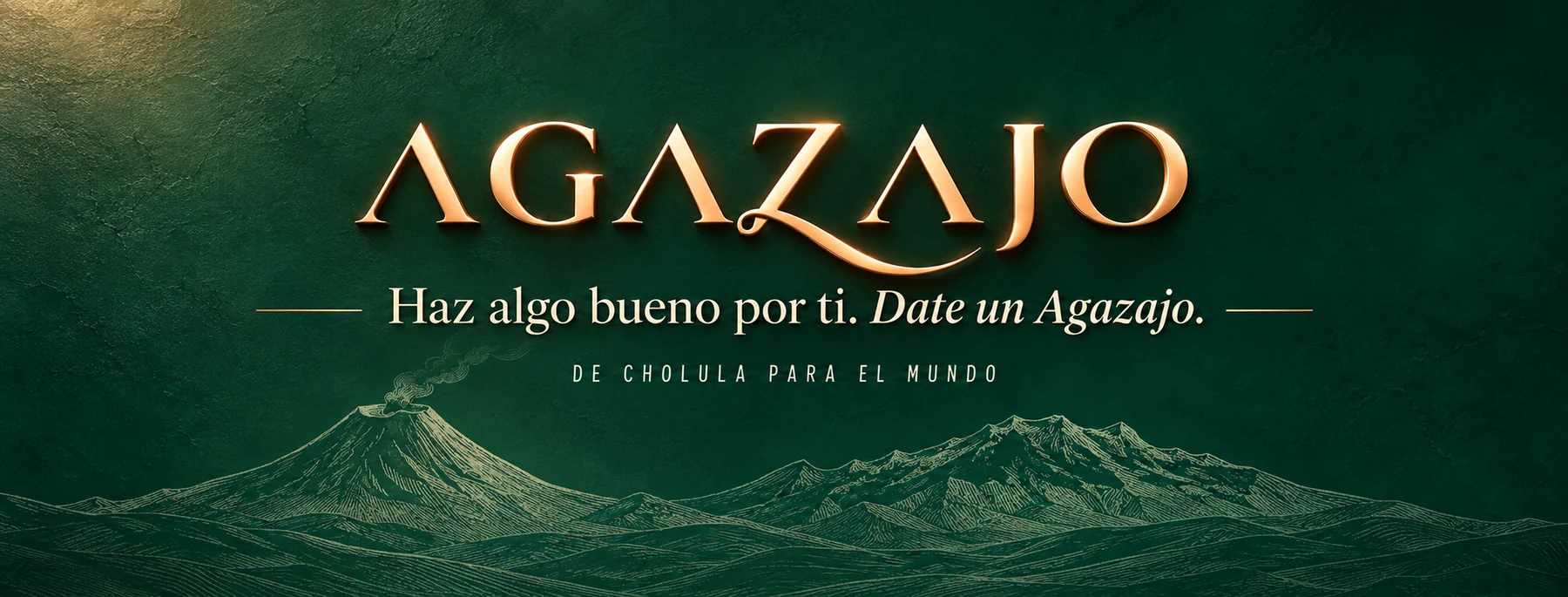 Paisaje ilustrado de Popocatépetl e Iztaccíhuatl con identidad Agazajo